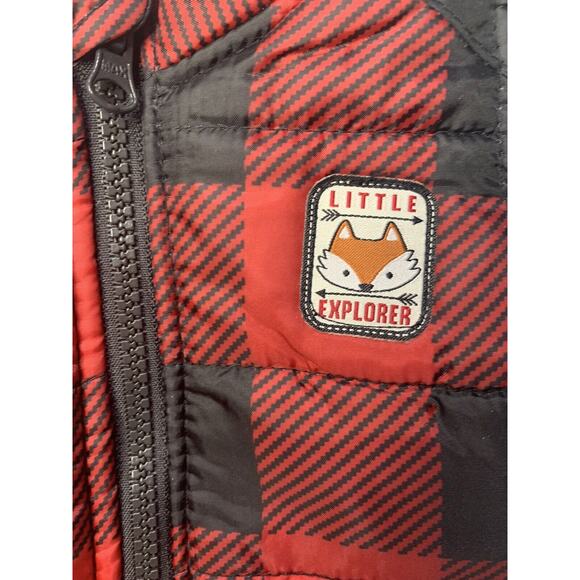 Baby Vest Healthtex 12 Month Buffalo Plaid Puff Red Black Little Explorer Zipper - Picture 2 of 7